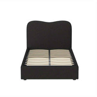 Thumbnail for DARA King Single Bed Frame - Elegant Black Boucle Fabric with Padded Headboard
