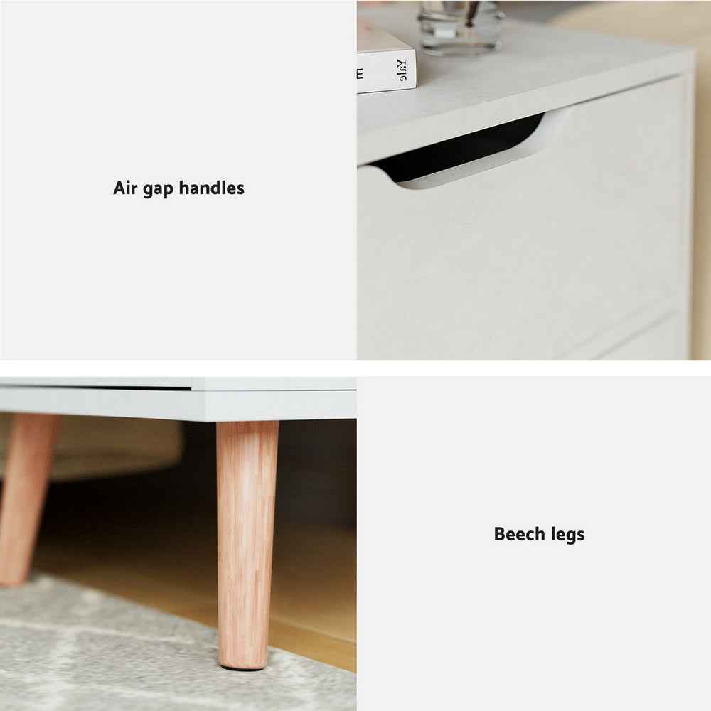 Artiss 2x Bedside Table 2 Drawers Side End Table Storage Cabinet Nightstand White