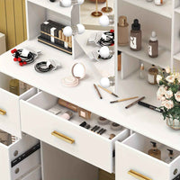 Thumbnail for Modern White Solid Wood Dresser with Drawers, Illuminated Vanity Mirror And 3 Adjustable Lighting Modes