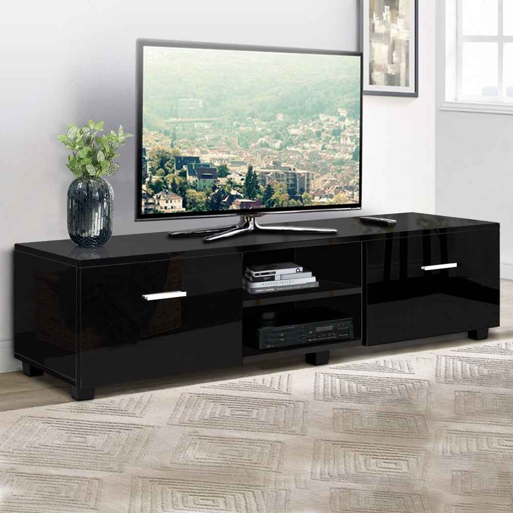 Artiss Entertainment Unit TV Cabinet 140cm Black High Gloss Storage Shelf