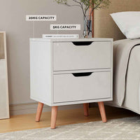 Thumbnail for Artiss 2x Bedside Table 2 Drawers Side End Table Storage Cabinet Nightstand White