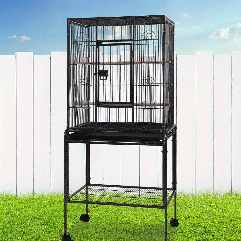 i.Pet Bird Cage Large Cages 144cm Parrot Aviary Stand-Alone Budgie Wheels Castor