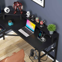 Thumbnail for Gaming Desk with Storage Shelves, Modern L-Shaped Computer Desk, Corner Desk with Monitor Stand, Black