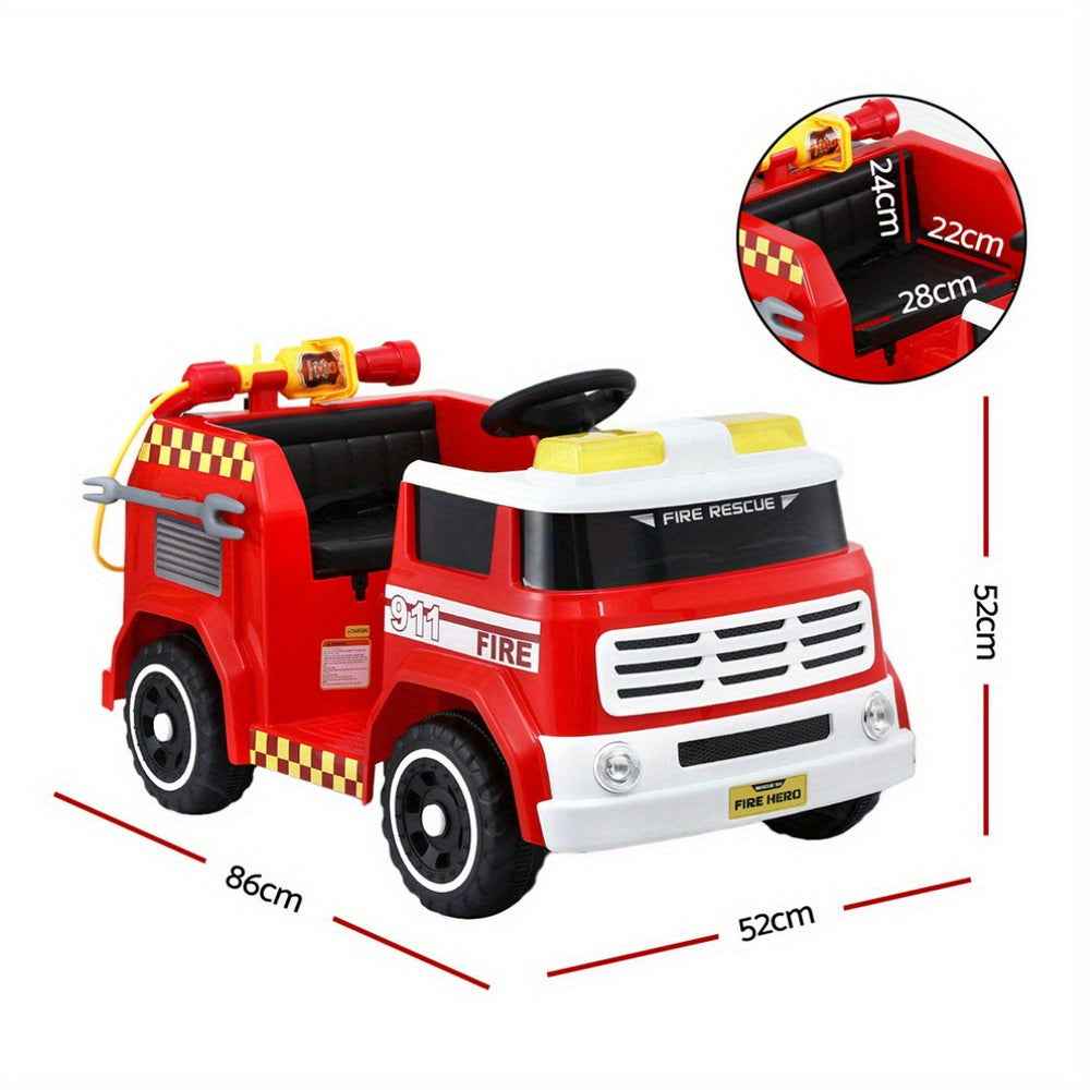 Premium 12V Fire Engine Kids Ride on Firetruck with Water Cannon | Water Gun & Music