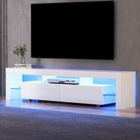Thumbnail for Artiss TV Unit Cabinet Entertainment Unit RGB LED Gloss Furniture 200cm White