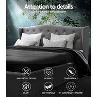 Thumbnail for Grey Pier Queen Size Bed Frame - Contemporary Solid Wood Design