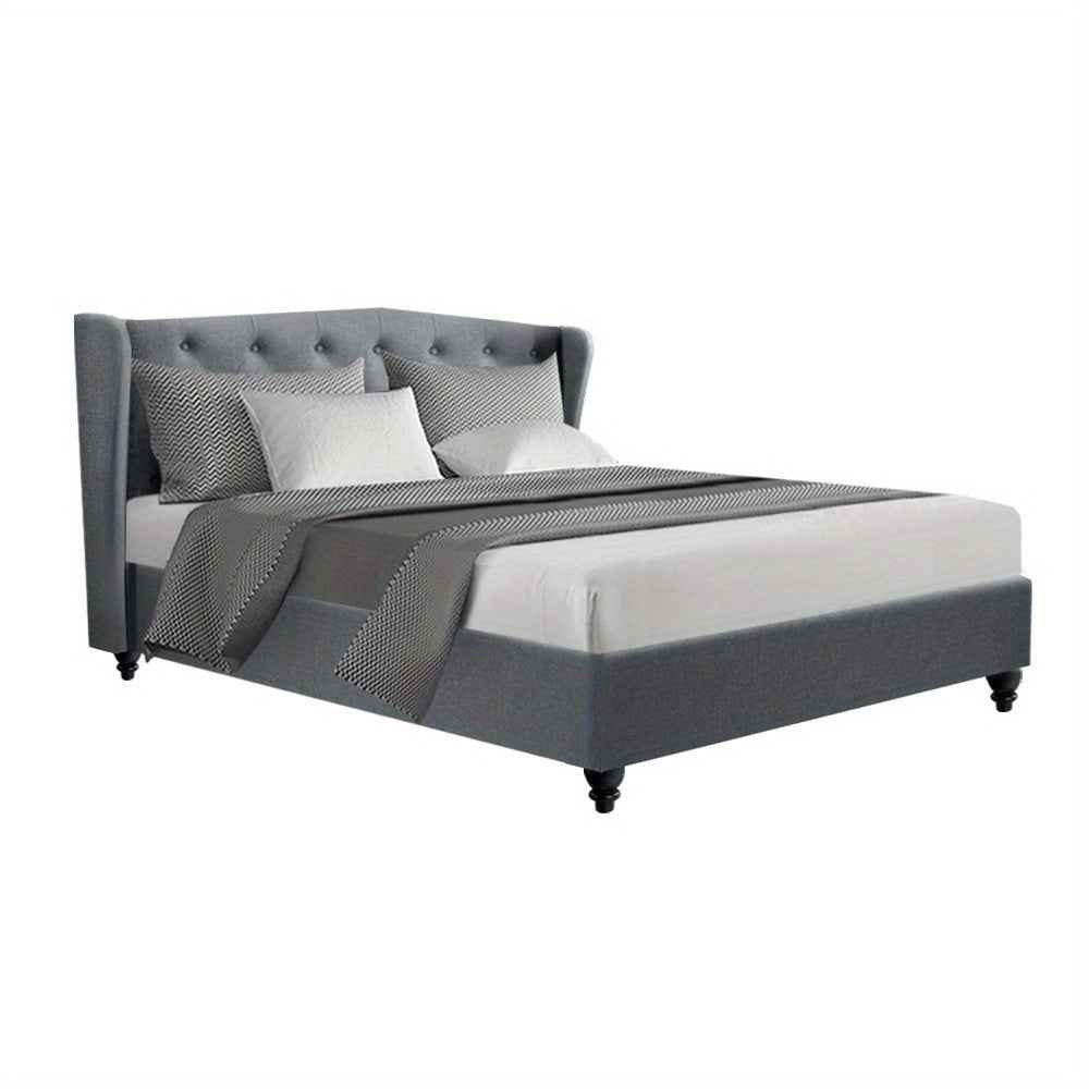 Grey Pier Queen Size Bed Frame - Contemporary Solid Wood Design