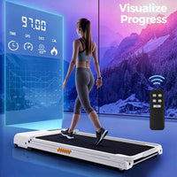 Thumbnail for Advwin Electric Treadmill, Compact Portable Home Small Foldable Walking Machine, Adjustable Incline, 120kg Capacity, Speed 1-6 km/h, Low Noise, White, Without Battery