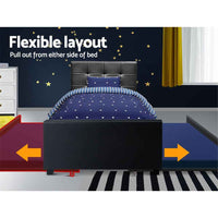 Thumbnail for Modern Black Trundle Bed Frame | King Single Size, Hardwood with Drawers & Tufted Design - Easy Assembly, Contemporary Bedroom Decor