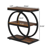 Thumbnail for Industrial Narrow End Table with 3 Storage Shelves Bedside Table - Hall Table
