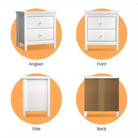 Thumbnail for White Wooden Bedside Table with 2 Large Drawers - Compact 27