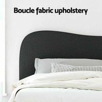 Thumbnail for DARA King Single Bed Frame - Elegant Black Boucle Fabric with Padded Headboard