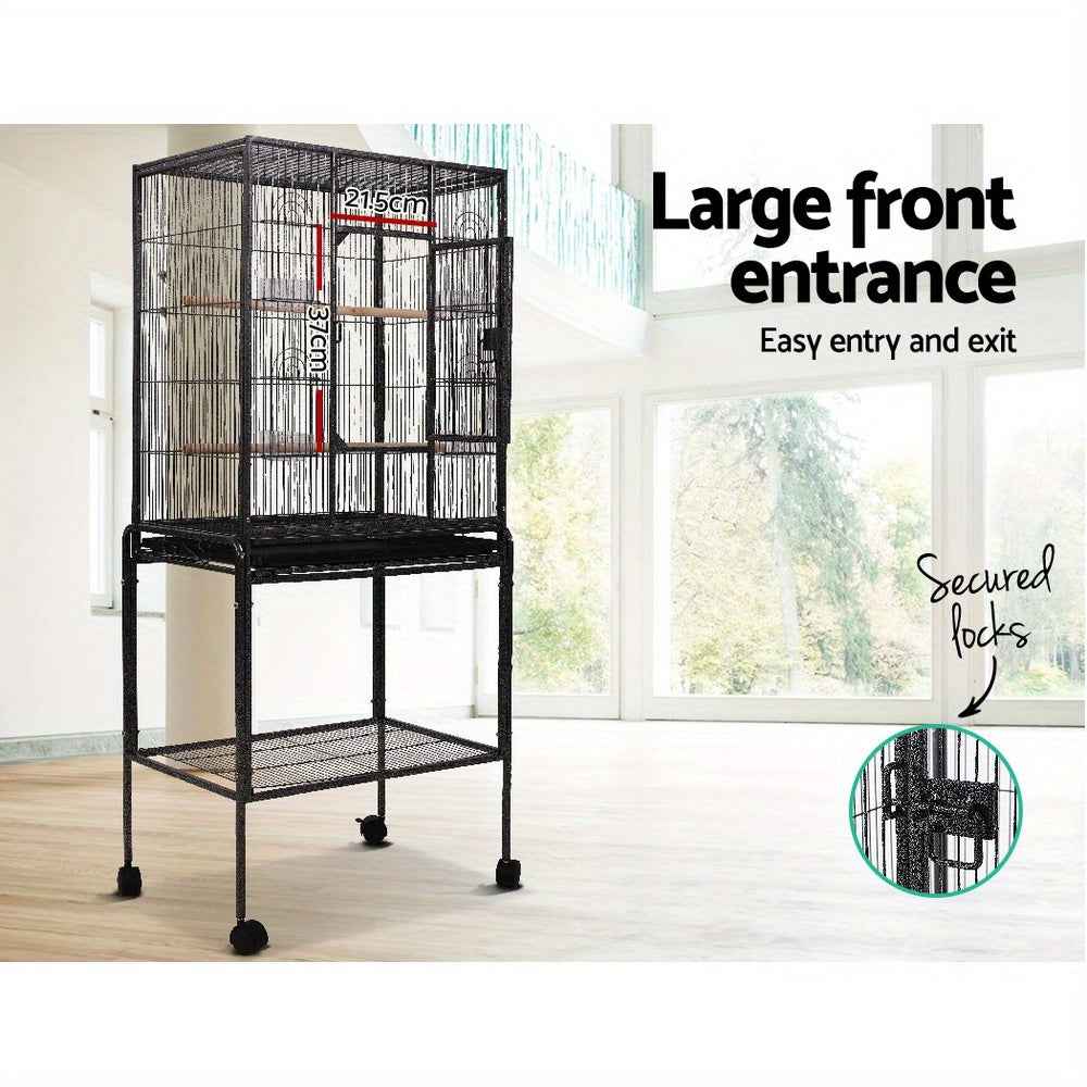 i.Pet Bird Cage Large Cages 144cm Parrot Aviary Stand-Alone Budgie Wheels Castor