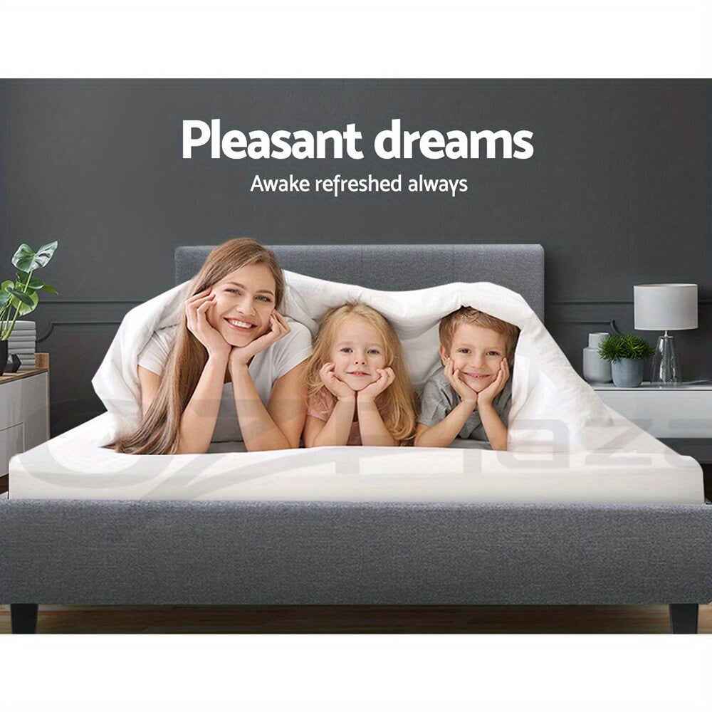 ARTISS Contemporary Single Bed Frame - Light Gray & White Fabric Headboard | Easy Assembly