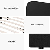 Thumbnail for DARA King Single Bed Frame - Elegant Black Boucle Fabric with Padded Headboard