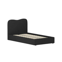 Thumbnail for DARA King Single Bed Frame - Elegant Black Boucle Fabric with Padded Headboard