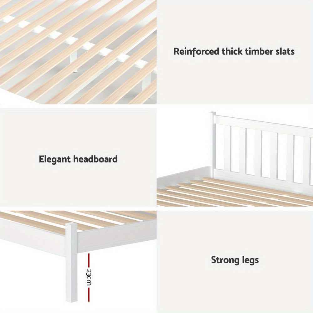 Artiss Single Bed Frame Size Wooden Platform with 2 Storage Drawers White SOFIE
