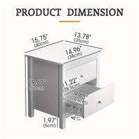 Thumbnail for White Wooden Bedside Table with 2 Large Drawers - Compact 27