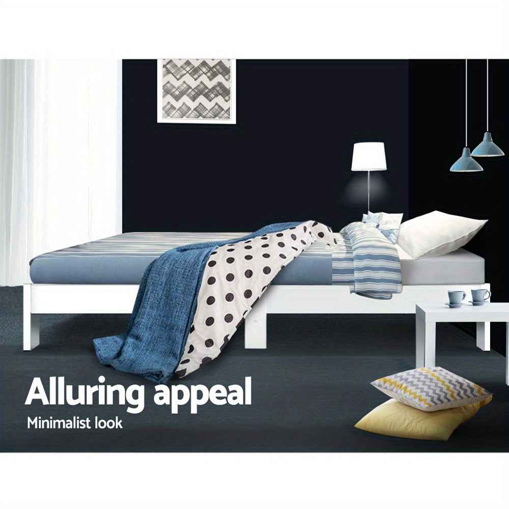 Sturdy Solid Pine Wood Single Bed Frame - White | Space-Saving Storage | Contemporary Design