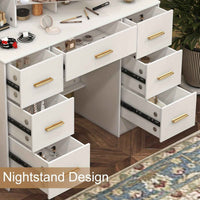 Thumbnail for Modern White Solid Wood Dresser with Drawers, Illuminated Vanity Mirror And 3 Adjustable Lighting Modes
