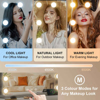 Thumbnail for Hollywood Mirror 23.6x20.5in, 17 Dimmable LED Lights, Lighted Makeup Mirror, 3 Colour Lighting Modes