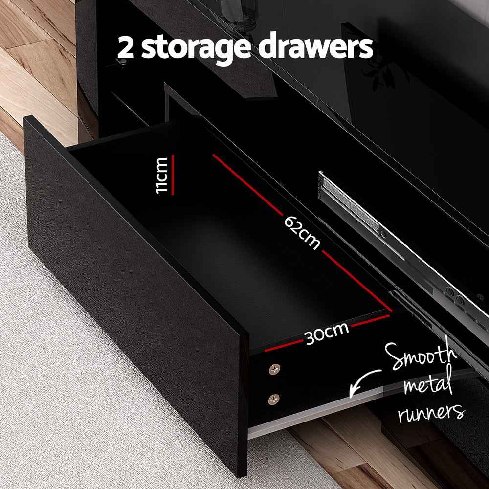 Artiss TV Unit Cabinet Entertainment Unit RGB LED Gloss Furniture 200cm Black