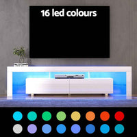 Thumbnail for Artiss TV Unit Cabinet Entertainment Unit RGB LED Gloss Furniture 200cm White