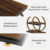 Thumbnail for Industrial Narrow End Table with 3 Storage Shelves Bedside Table - Hall Table