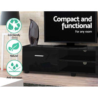 Thumbnail for Artiss Entertainment Unit TV Cabinet 140cm Black High Gloss Storage Shelf