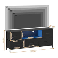 Thumbnail for Advwin TV Unit Cabinet 140cm with Charging Station, TV Stand with 5 Storage Drawers & Open Shelf,