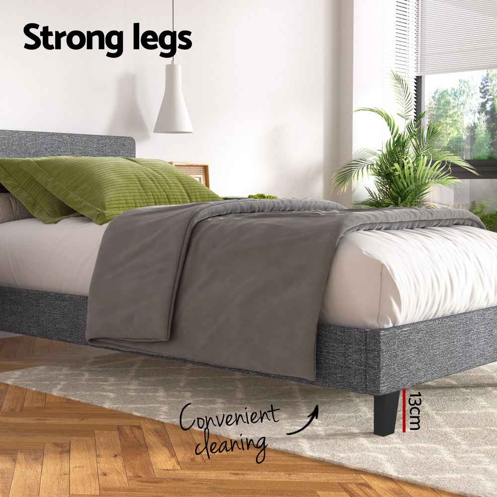ARTISS Neo King Single Bed Frame Grey | Contemporary Wooden Bedhead