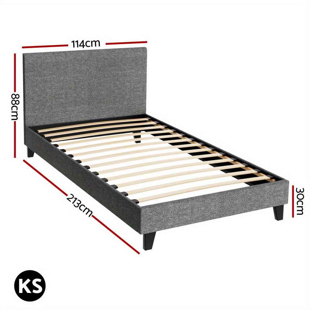 ARTISS Neo King Single Bed Frame Grey | Contemporary Wooden Bedhead