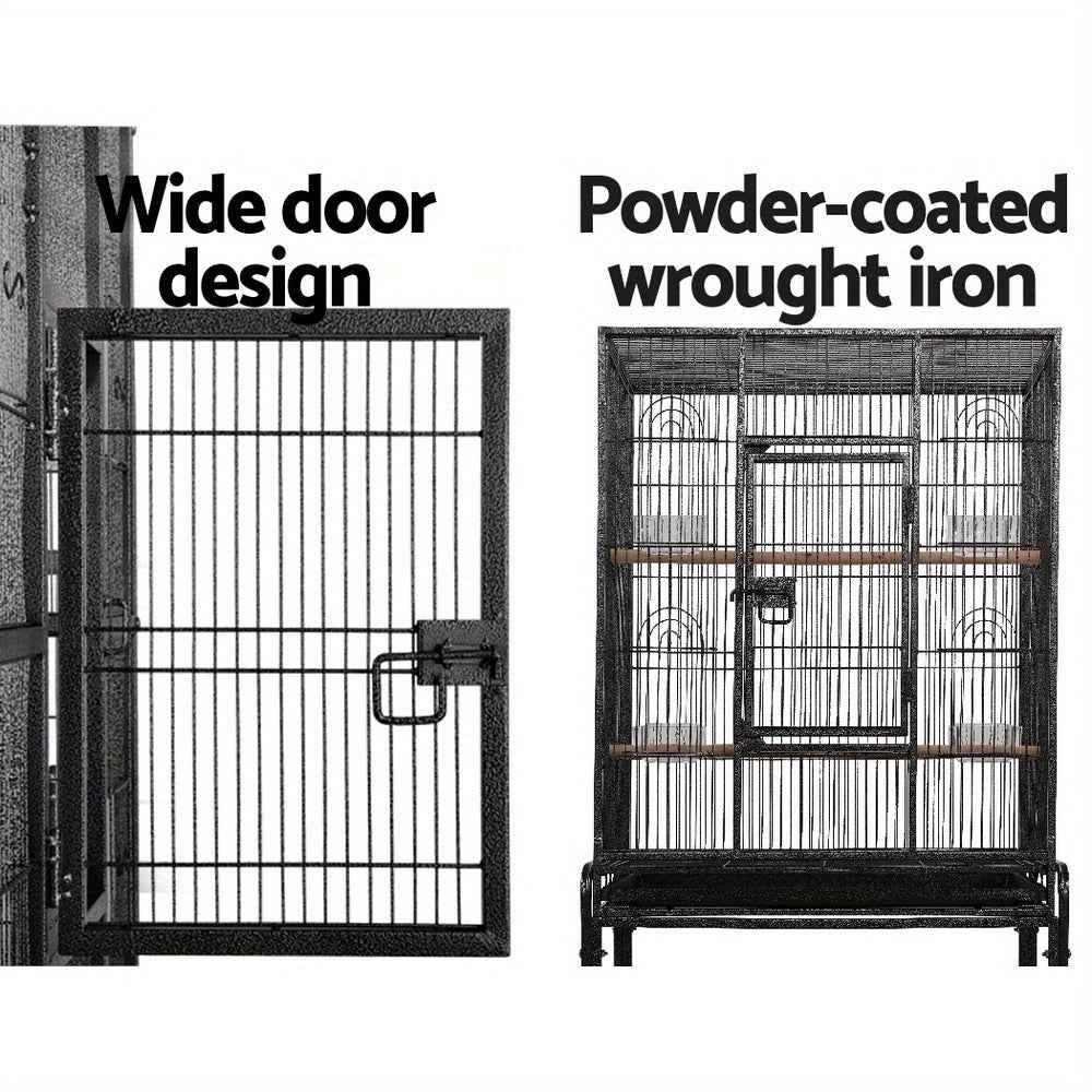 i.Pet Bird Cage Large Cages 144cm Parrot Aviary Stand-Alone Budgie Wheels Castor