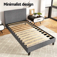 Thumbnail for ARTISS Neo King Single Bed Frame Grey | Contemporary Wooden Bedhead