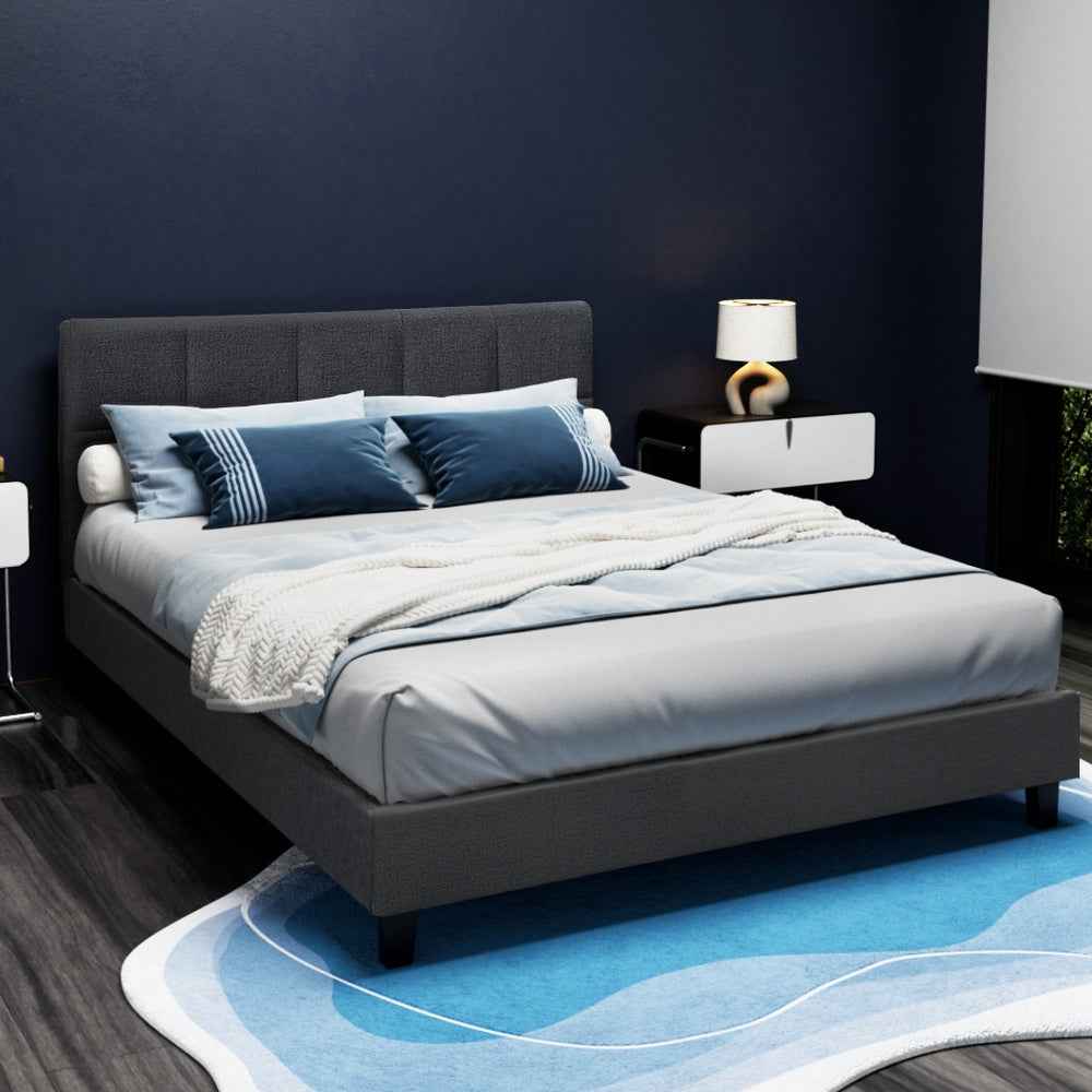 Charcoal Grey TINO Double Bed Frame - Contemporary Hardwood Design
