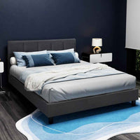 Thumbnail for Charcoal Grey TINO Double Bed Frame - Contemporary Hardwood Design