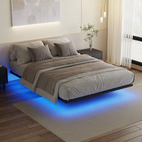 Metal Floating Bed Frame with LED Lights Queen bed Double bed Easy Assembly