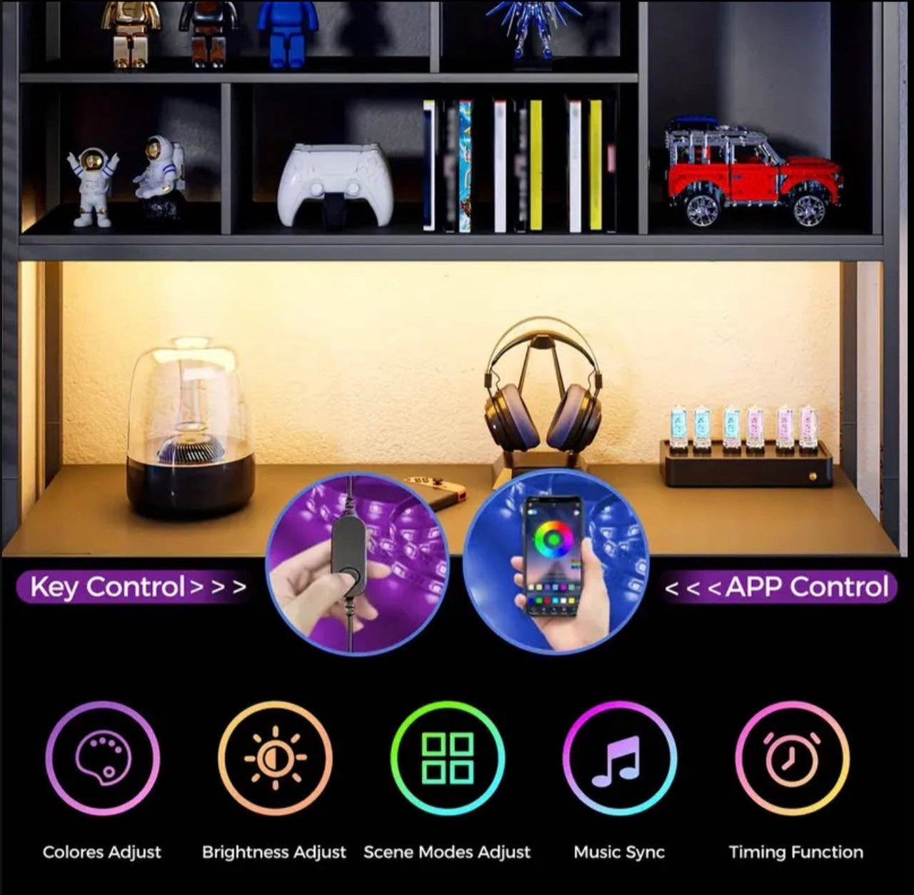 LED Gaming Desk – Corner Computer desk Table w/ Storage & Drawers and led lights