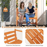 Thumbnail for Patio Garden Arch Archway 2-Seat Wooden Bench w/ 2 Trellises & Pergola