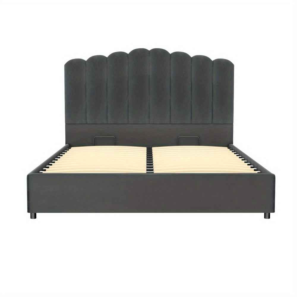 ARTISS Grey Velvet Double Bed Frame - Contemporary Hardwood Style