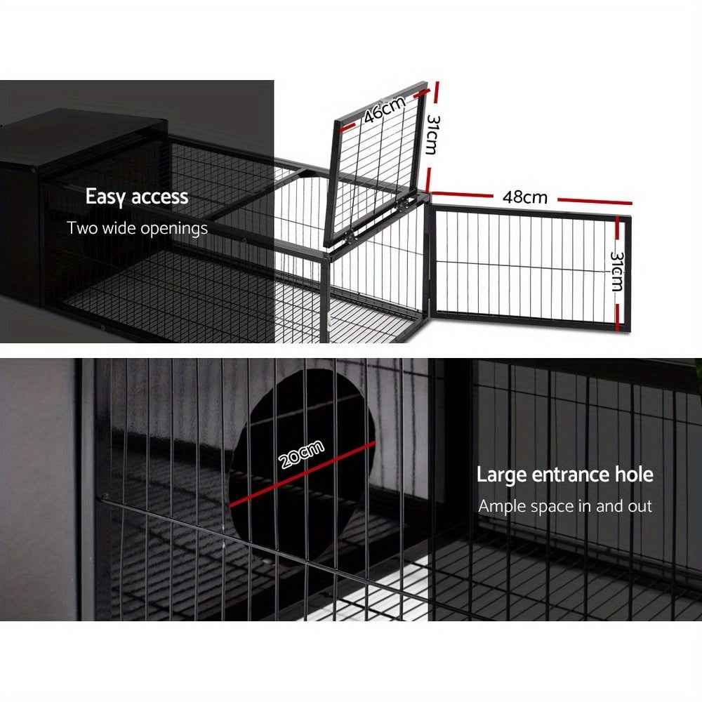 I. Pet Outdoor Rabbit Cage & Run – Chew-Proof Metal Frame with Shelter, Tray & Secure Locks