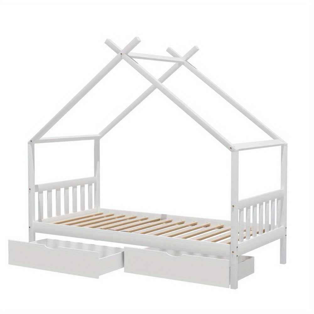 Artiss Montessori House Toddler Bed Frame with Storage Drawers & Roof | Wooden Toddler Canopy Bed