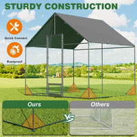 Thumbnail for Upgraded XXL-Large 6mx 3m Heavy Duty Metal Walk-in Chicken Coop - Thicken Strong Frame - Full Shade - extra small door