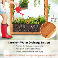 Thumbnail for Large Wooden Raised Planter Garden Bed Container w/Top Trellis for Vine Climbing Plant Flower