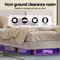 Thumbnail for ARTISS Contemporary Double Bed Frame with RGB LED Headboard | USB Powered