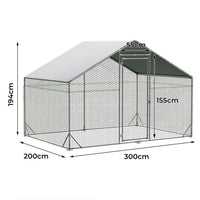Thumbnail for Chicken Coop Large Pet Cage, Thick Galvanized Metal Hen House with Waterproof Sun-Protective Cover