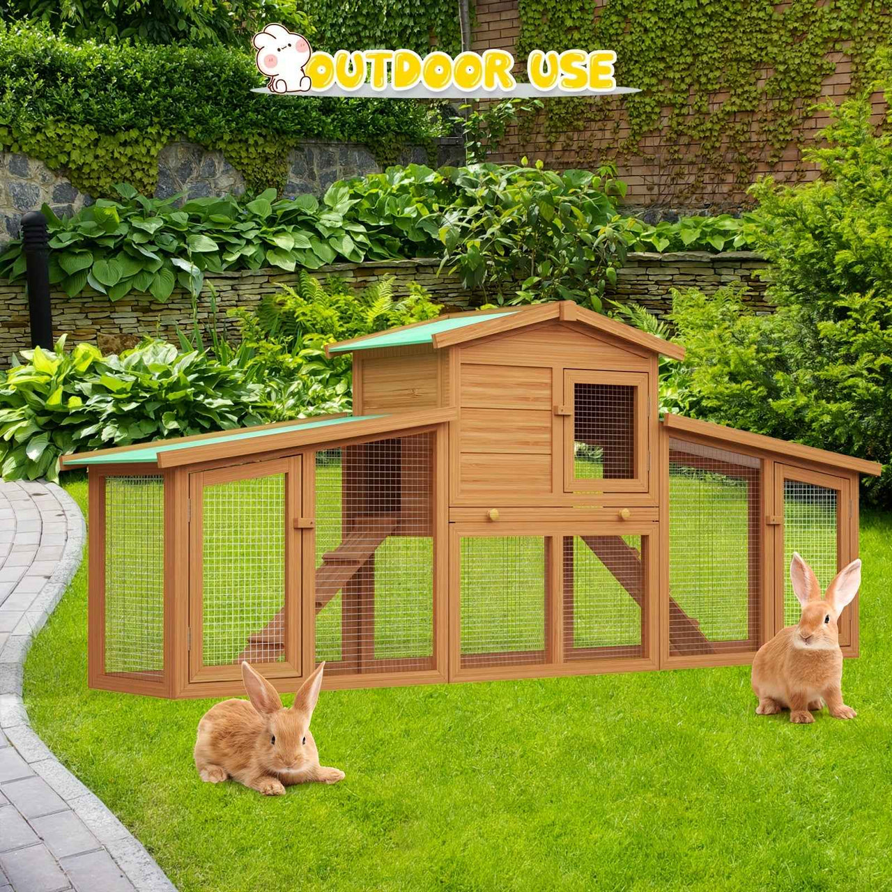 Large Wooden Advwin Rabbit Hutch | 2 Level | Wooden | Large | For Small Animals