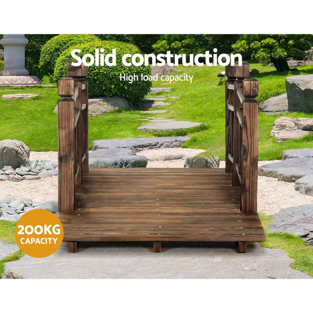 Garden Decor Outdoor Ornament Wooden Bridge Rustic Backyard Yard 150cm