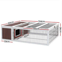 Thumbnail for i.Pet Rabbit Hutch 124cm x 90cm x 35cm Chicken Coop Large Outdoor Wooden Run Cage House