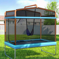 Thumbnail for 182.88cm Trampoline for Kids w/ Enclosure Safety Net Swing Rectangle Orange